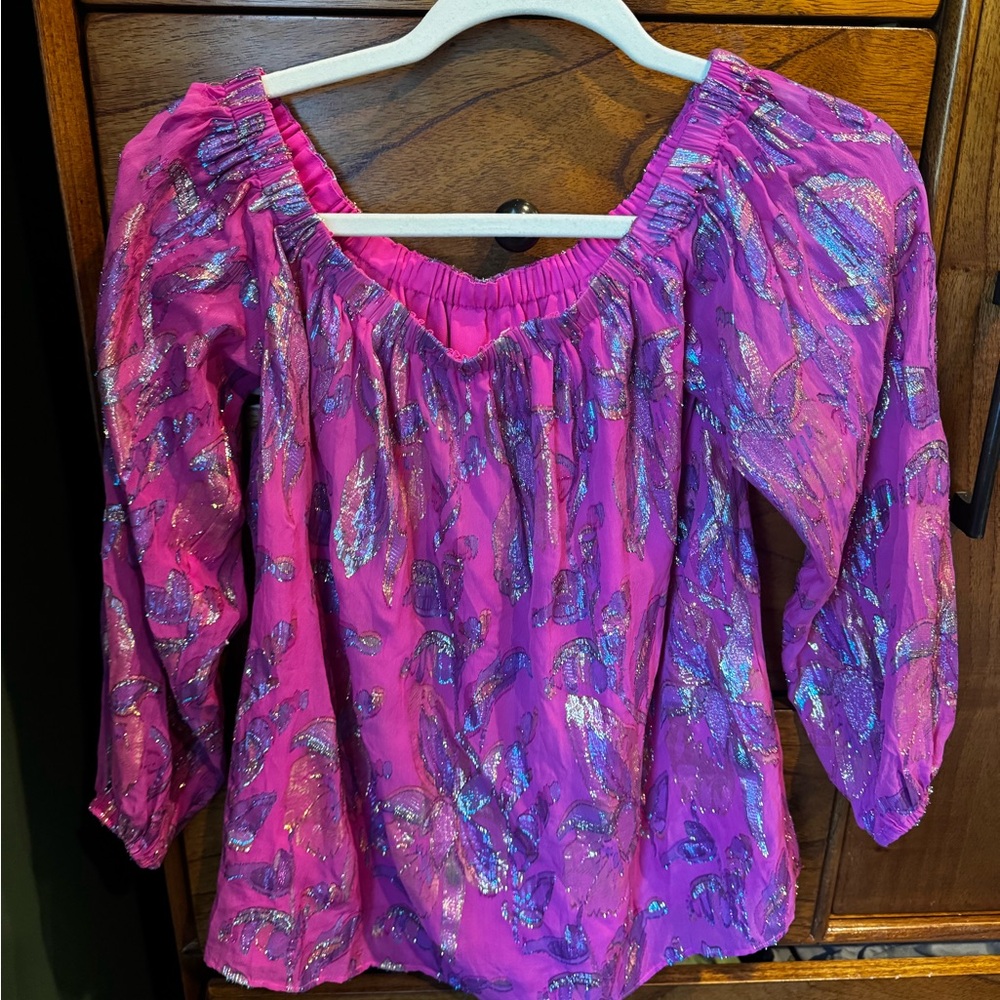 Lilly Pulitzer Pink and Silver Blouse